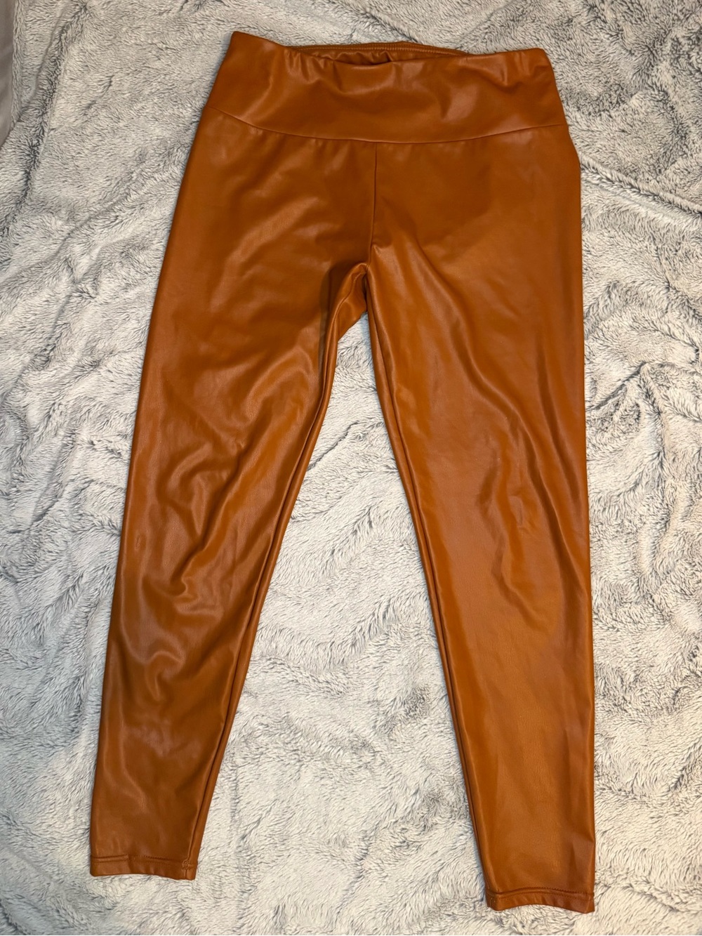 Camel colored Faux Leather High Waisted Leggings Large